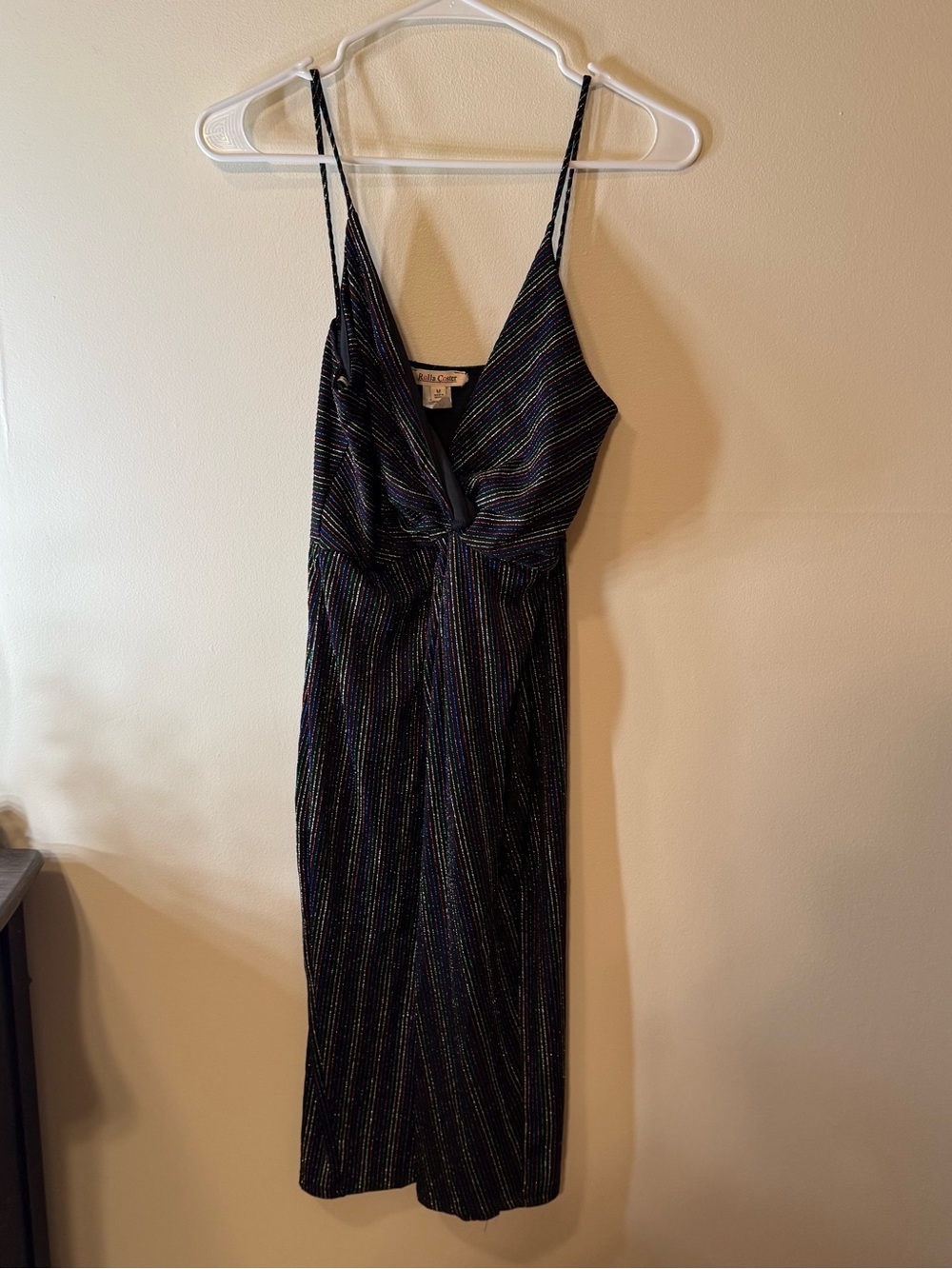 Rolla Coster Black Slip Midi with Iridescent Stripes